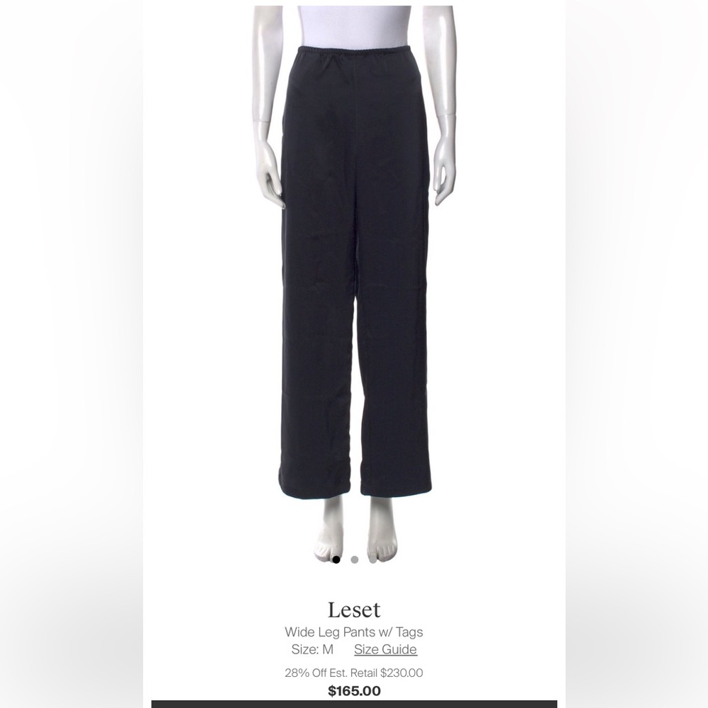 LESET Navy Satin Wide Leg Pants